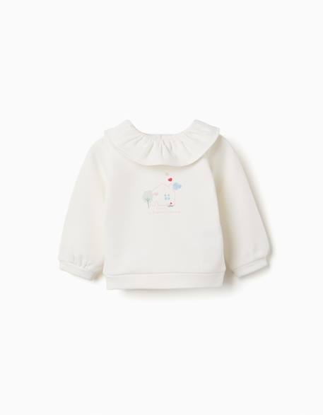 Sweat en coton peigné avec imprimé maison Blanc 1 - vertbaudet enfant 
