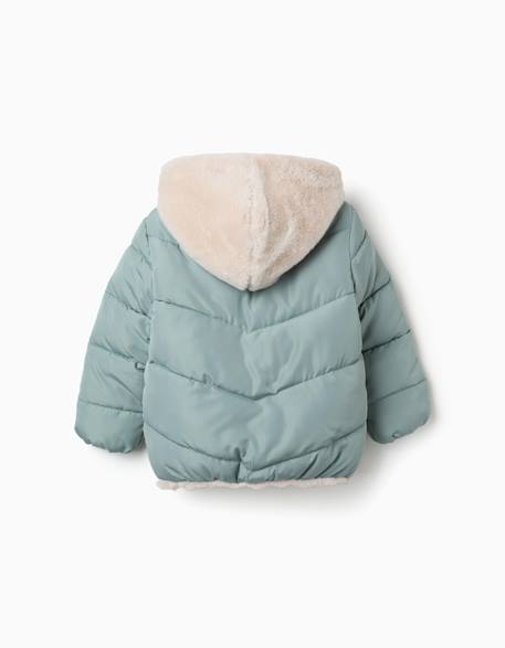 Doudoune avec capuche et doublure en peluche douce synthétique Vert 3 - vertbaudet enfant 