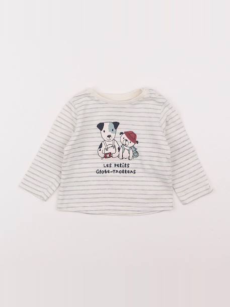 Tee-shirt - 6 mois Blanc, gris 1 - vertbaudet enfant 