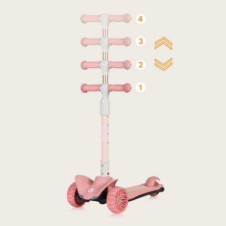 Trottinette enfant 3 roues avec roues led et hauteur réglable - dès 3 ans Green lime+Orange black+Pink rose 18 - vertbaudet enfant 