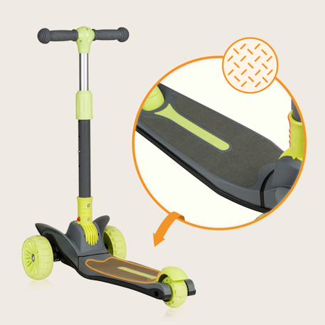 Trottinette enfant 3 roues avec roues led et hauteur réglable - dès 3 ans Green lime+Orange black+Pink rose 3 - vertbaudet enfant 