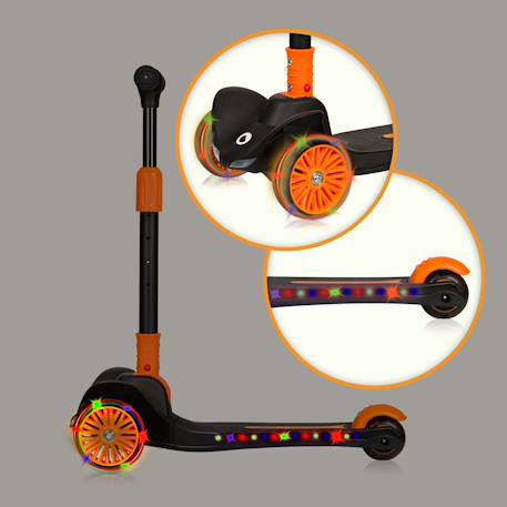 Trottinette enfant 3 roues avec roues led et hauteur réglable - dès 3 ans Green lime+Orange black+Pink rose 11 - vertbaudet enfant 