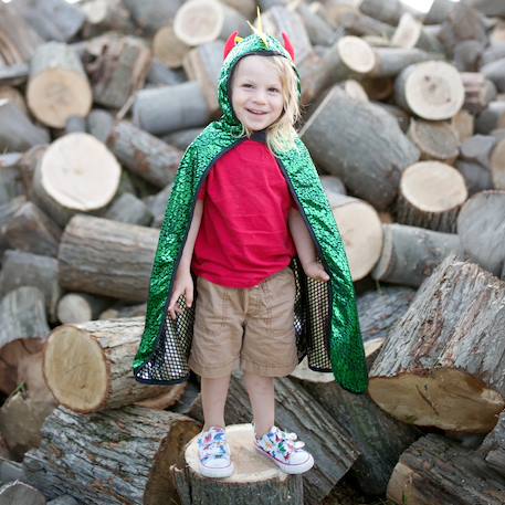 Déguisement enfant cape réversible chevalier dragon Vert 3 - vertbaudet enfant 