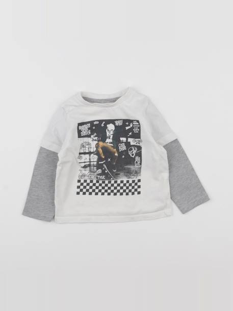 Tee-shirt - 2 ans Blanc, gris 1 - vertbaudet enfant 