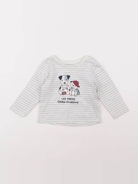 Tee-shirt - 9 mois Blanc, gris 1 - vertbaudet enfant 