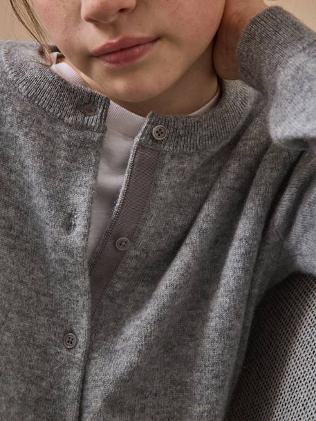 Cardigan en cachemire fille Gris chine moyen+Rose chine 3 - vertbaudet enfant 