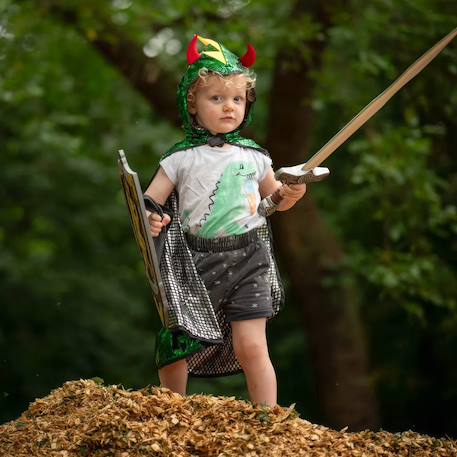 Déguisement enfant cape réversible chevalier dragon Vert 4 - vertbaudet enfant 