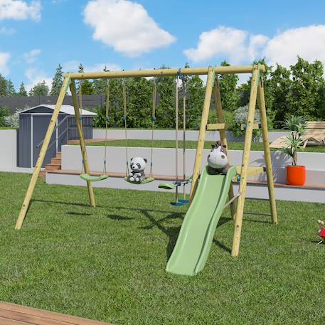 Portique balançoire tutti avec toboggan pour enfants Bois 6 - vertbaudet enfant 