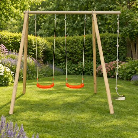 Portique balançoire piko bois/métal Marron 6 - vertbaudet enfant 