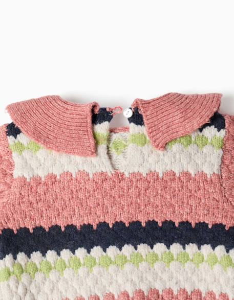 Pull en maille à rayures Rose 3 - vertbaudet enfant 