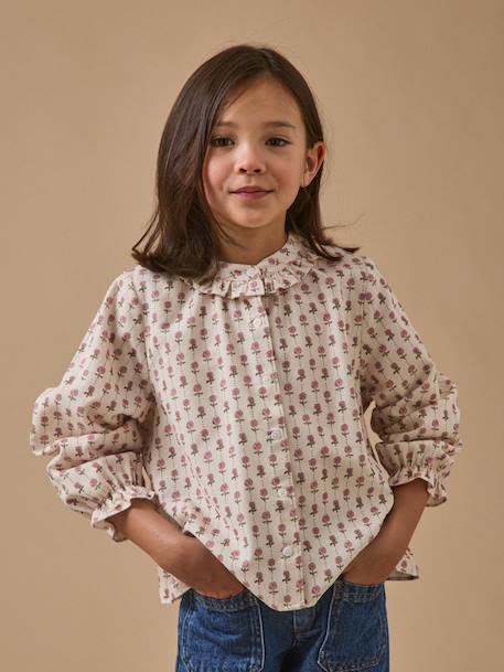 Chemise imprimée en velours fille Imprimé rosie 1 - vertbaudet enfant 