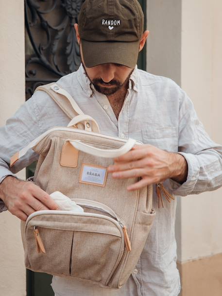 Sac à dos à langer Wellington beige chiné+Blue marine+Heather grey+marron+marron imprimé+vert sauge 1 - vertbaudet enfant 