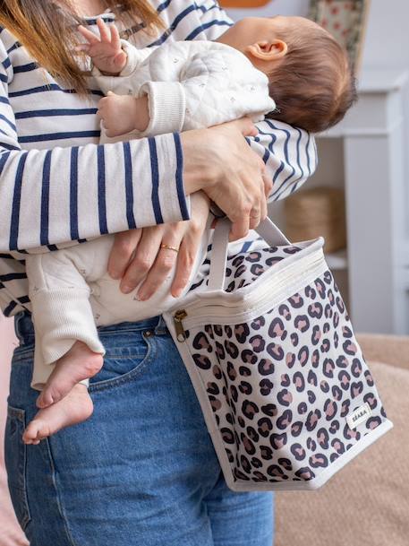 Pochette repas isotherme beige imprimé+Dark blue+Frosty green+gris perle+Heather grey+marron imprimé+rose poudré 1 - vertbaudet enfant 