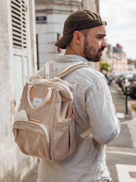Sac à dos à langer Wellington beige chiné+Blue marine+Heather grey+marron+marron imprimé+vert sauge 2 - vertbaudet enfant 
