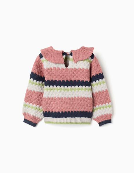 Pull en maille à rayures Rose 2 - vertbaudet enfant 