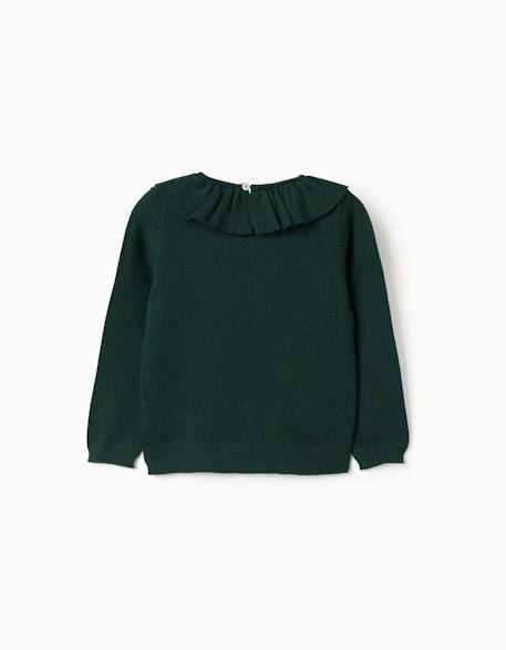 Pull en maille avec col à volants Blanc+Vert foncé 5 - vertbaudet enfant 