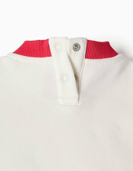 Sweat en coton peigné avec imprimé sur la poitrine Blanc 4 - vertbaudet enfant 