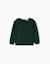 Pull en maille avec col à volants Blanc+Vert foncé 4 - vertbaudet enfant 