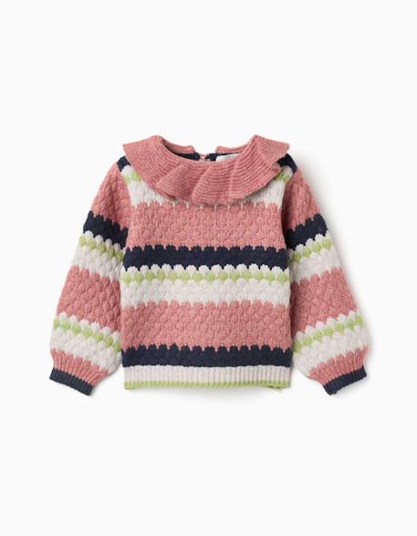 Pull en maille à rayures Rose 1 - vertbaudet enfant 