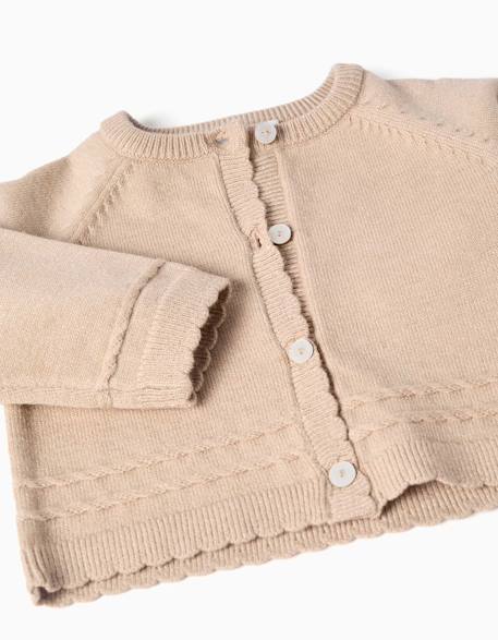 Cardigan en maille avec extrémités festonnées b&s Beige clair 3 - vertbaudet enfant 