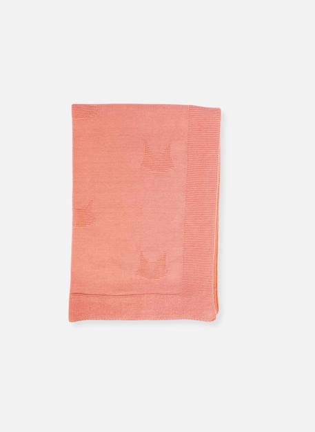 Couverture bébé en coton - collection «petits chats» Blanc+Bleu orage+Bouton de rose 6 - vertbaudet enfant 