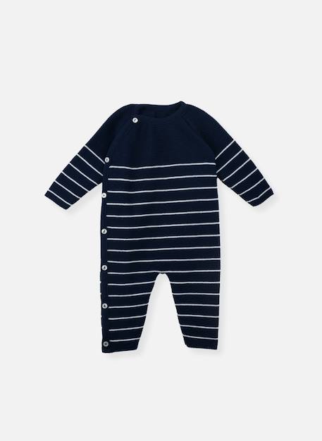 Combinaison bébé marinière Ecru rayé marine+Ecru rayé marine + coquelicot+Ecru rayé marine+curry+Ecru rayée pétunia+Marine rayé écru+Pétunia rayé écru 18 - vertbaudet enfant 