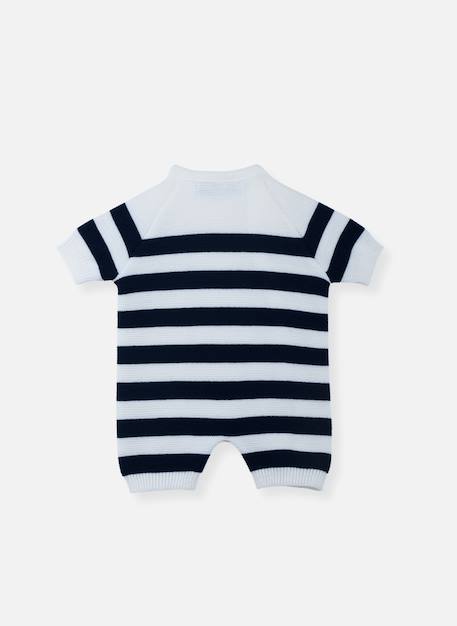 Combi-short bébé marinière Écru/marine+Écru/rose misty 3 - vertbaudet enfant 