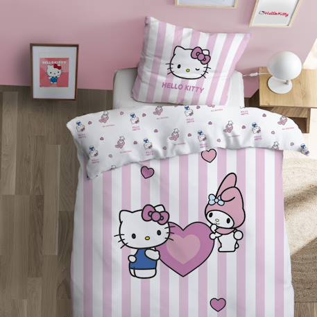 Parure de lit imprimée 100% coton, hello kitty classic Rose 1 - vertbaudet enfant 