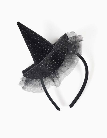 Serre-tête en velours avec chapeau de sorcière Noir 2 - vertbaudet enfant 