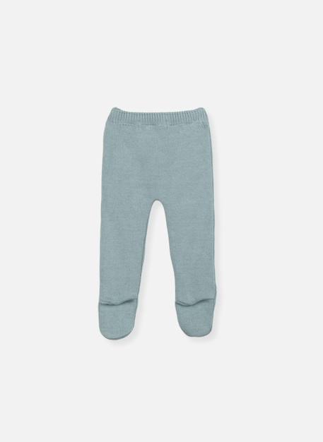 Pantalon bébé à pieds en coton - collection «petits chats» Blanc+Bleu danube+Bleu orage+Bouton de rose 6 - vertbaudet enfant 