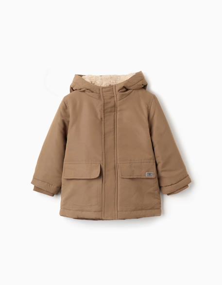 Parka à capuche avec doublure en sherpa Gris 3 - vertbaudet enfant 