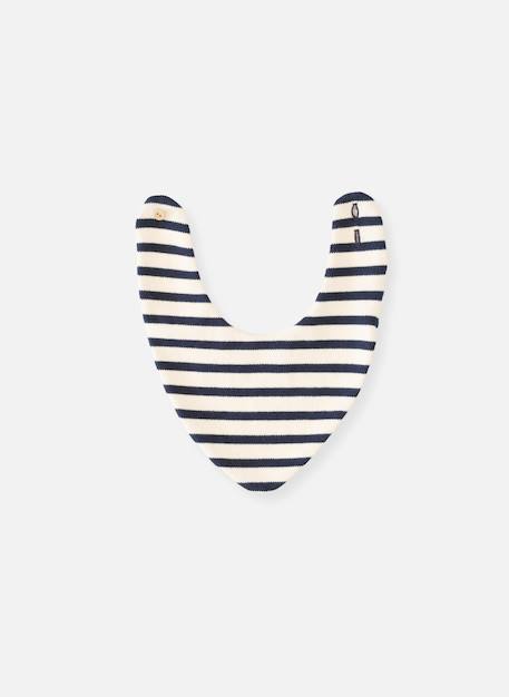 Bavoir bébé bavana Écru / verso bleu+Écru / verso rayé rouge et bleu+Écru / verso rayé vert+Écru à rayures fuchsia+Marine à rayures écru+Vert/écru 13 - vertbaudet enfant 