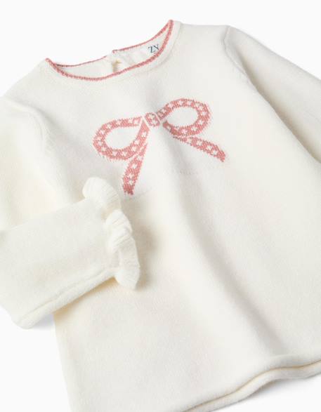 Pull en maille avec nœud jacquard Blanc 3 - vertbaudet enfant 