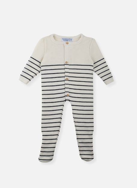 Combinaison bébé à pieds - collection «petits marins» Ecru rayé marine+Ecru rayé rouge basque 2 - vertbaudet enfant 