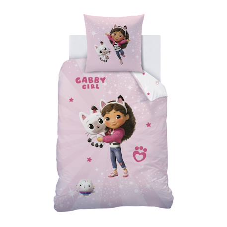 Parure de lit imprimée 100% coton, gabby et la maison magique tendresse Rose 3 - vertbaudet enfant 