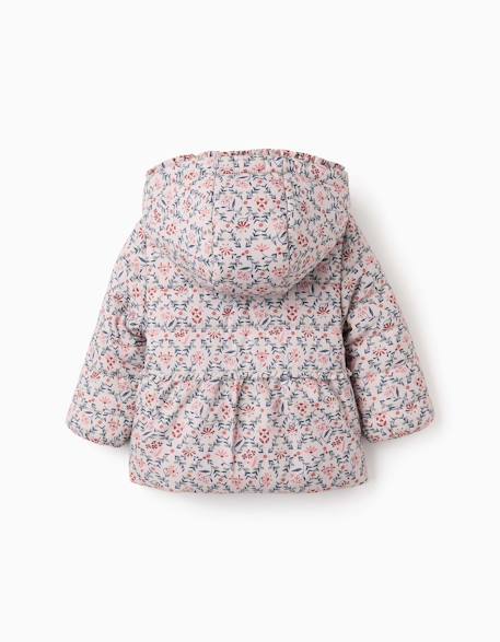 Doudoune floral avec capuche et doublure en peluche douce synthétique Beige clair 4 - vertbaudet enfant 