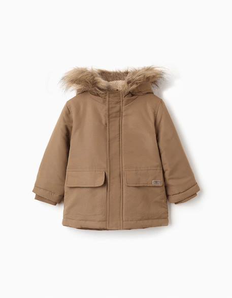 Parka à capuche avec doublure en sherpa Gris 2 - vertbaudet enfant 