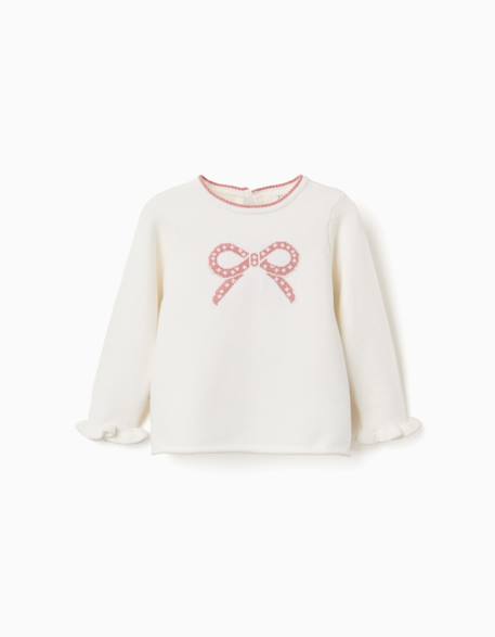Pull en maille avec nœud jacquard Blanc 1 - vertbaudet enfant 