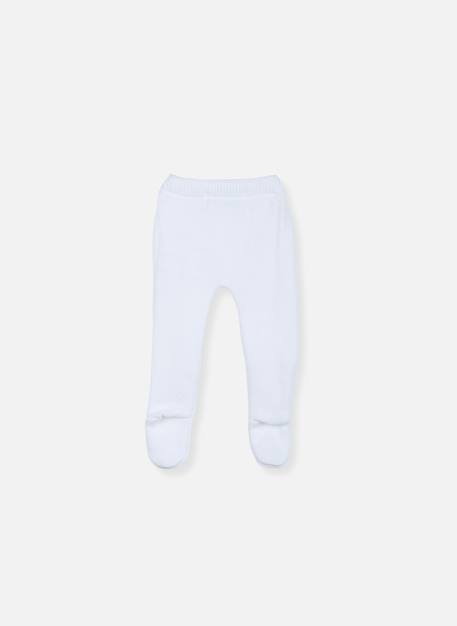 Pantalon bébé à pieds en coton - collection «petits chats» Blanc+Bleu danube+Bleu orage+Bouton de rose 3 - vertbaudet enfant 