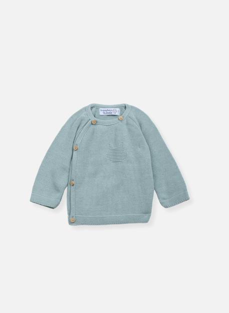 Brassière bébé en coton - collection «petits chats» Blanc+Bleu danube+Bleu orage+Bouton de rose 5 - vertbaudet enfant 