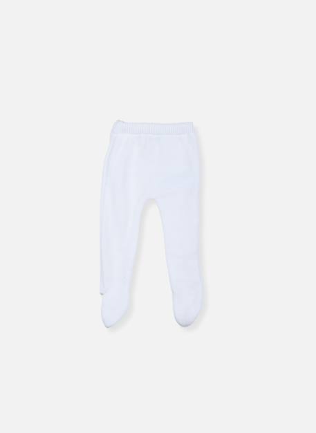 Pantalon bébé à pieds en coton - collection «petits chats» Blanc+Bleu danube+Bleu orage+Bouton de rose 2 - vertbaudet enfant 
