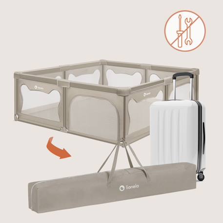 Grand parc bébé willow xl avec côtés en maille et grille de protection Beige sand+Grey concrete 6 - vertbaudet enfant 
