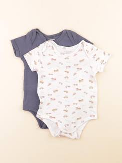 Seconde main-Garçon-Lot de 2 bodies en coton - 12 mois