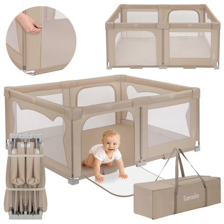 Grand parc bébé florence easy fold avec pliage rapide et sac de transport Beige sand+Grey graphite 1 - vertbaudet enfant 