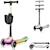 Trottinette 3 roues mey pliable avec roues lumineuses, hauteur réglable et panier Beige sand+Pink rose 1 - vertbaudet enfant 