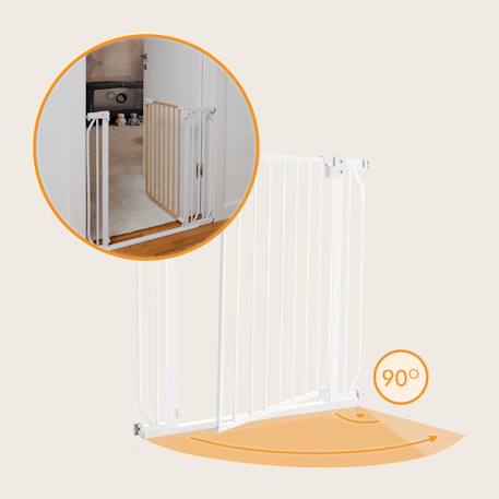 Barrière de sécurité bébé truus slim 75-105 cm à fixation par pression sans perçage Grey+White 11 - vertbaudet enfant 