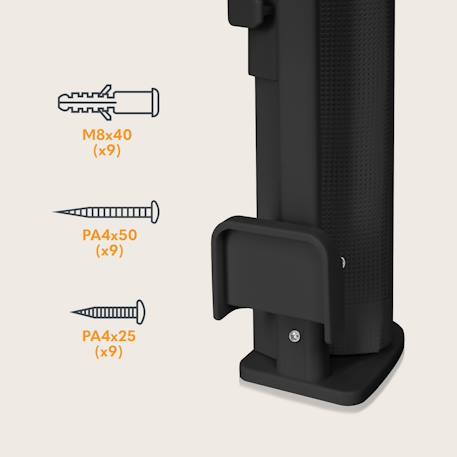 Barrière de sécurité rétractable thea jusqu’à 140 cm sans seuil Black onyx+Grey concrete+White 5 - vertbaudet enfant 