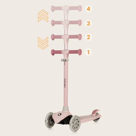 Trottinette enfant 3 roues jessy avec roues lumineuses et hauteur réglable Grey brown+Grey green+Pink rose 16 - vertbaudet enfant 