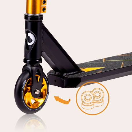 Trottinette acrobatique whizz avec guidon large et roulements abec-9 Black carbon yellow+Green lime black 3 - vertbaudet enfant 