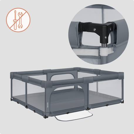Grand parc bébé florence xl easy fold 180 x 200 cm avec pliage rapide et sac de transport Grey stone 3 - vertbaudet enfant 